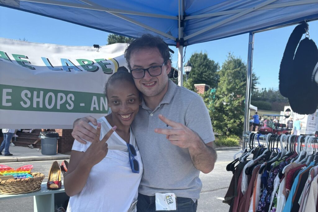 Image of our participants at a pop-up thrift shop event